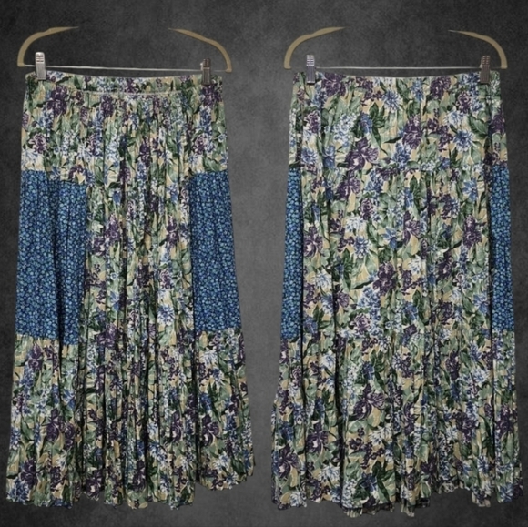 Vintage Floral patchwork Patterned midi Skirt - Picture 5 of 5